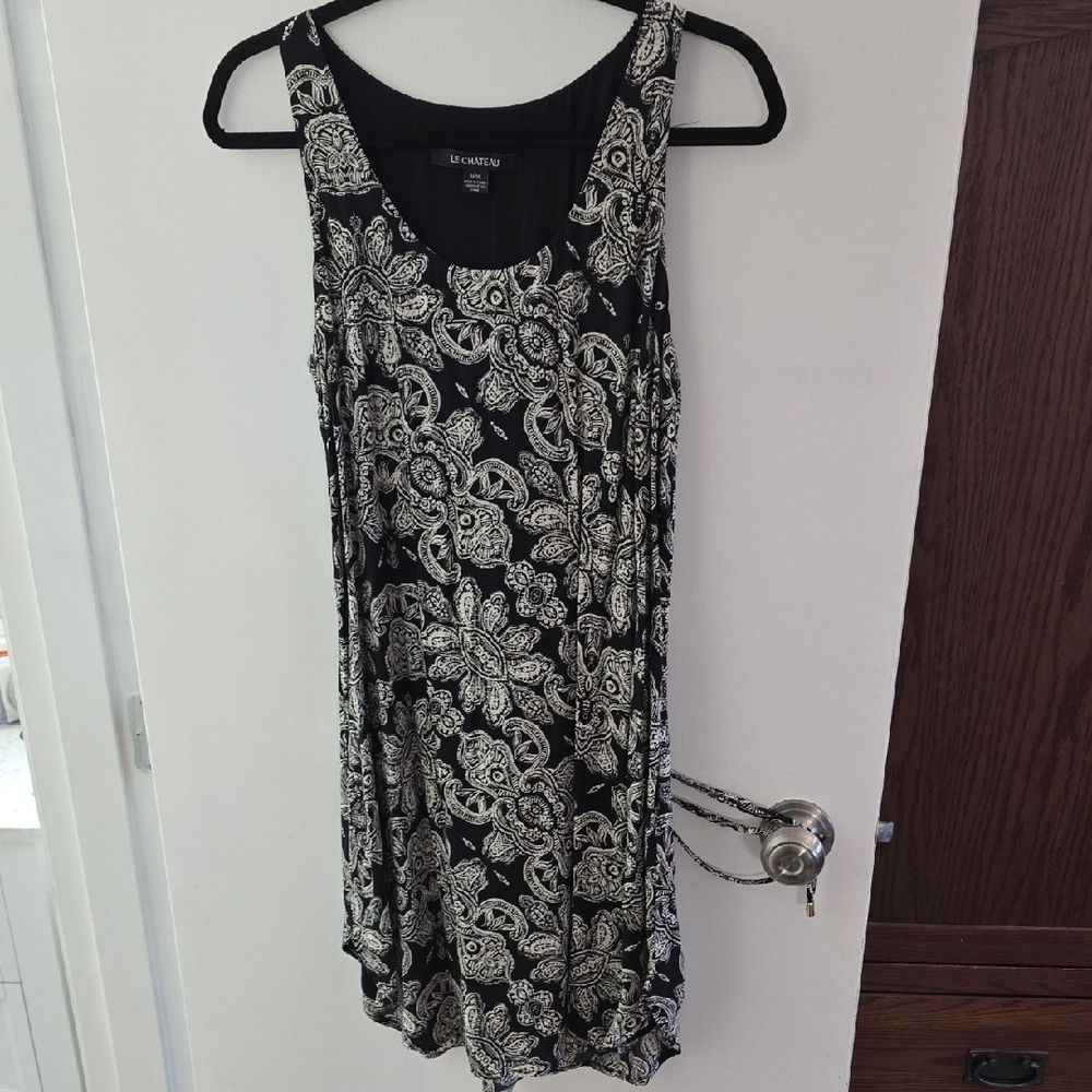 Le Chateau Black and White Floral Dress